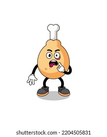 Character Illustration of fried chicken with tongue sticking out , character design