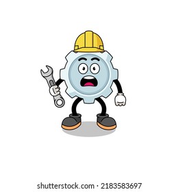 Character Illustration of gear with 404 error , character design