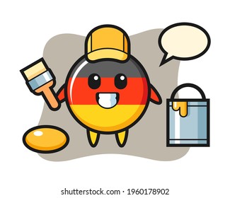 Character illustration of germany flag badge as a painter, cute style design for t shirt, sticker, logo element