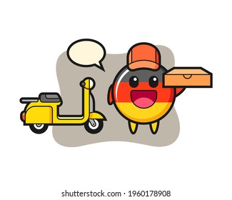 Character illustration of germany flag badge as a pizza deliveryman, cute style design for t shirt, sticker, logo element