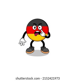 Character Illustration of germany flag with tongue sticking out , character design