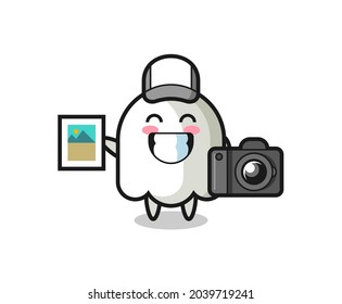 Character Illustration of ghost as a photographer , cute style design for t shirt, sticker, logo element