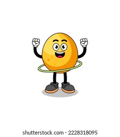 Character Illustration of golden egg playing hula hoop , character design