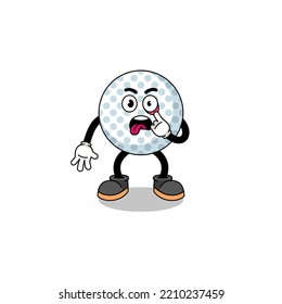 Character Illustration of golf ball with tongue sticking out , character design