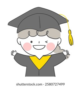 Character illustration in graduation clothes