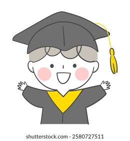 Character illustration in graduation clothes