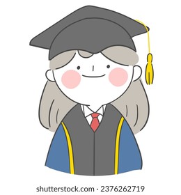 A character illustration with a graduation gown and a hat for the graduation ceremony.