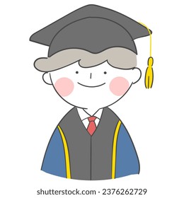 A character illustration with a graduation gown and a hat for the graduation ceremony.