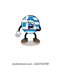 Character Illustration of greece flag with tongue sticking out , character design