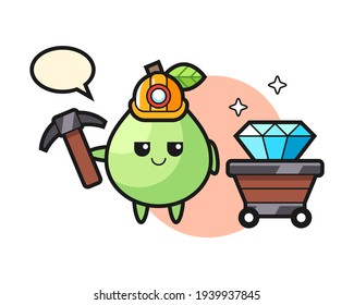 Ilustración de carácter de guayaba como minero