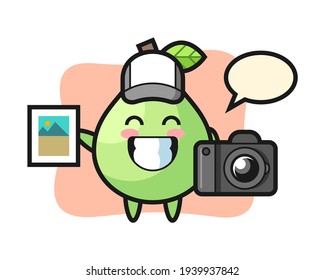 Character illustration of guava as a photographer