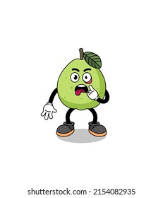 Character Illustration of guava with tongue sticking out , character design