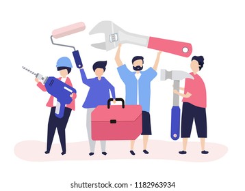 Character illustration of home improvement concept