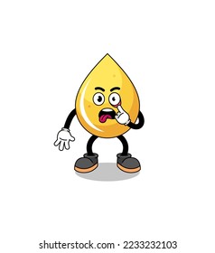 Character Illustration of honey drop with tongue sticking out , character design