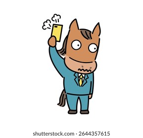 Character illustration of a horse being scolded by someone on the phone.