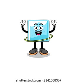 Character Illustration of ice block playing hula hoop , character design