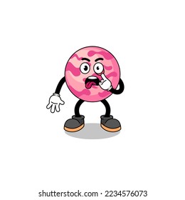 Character Illustration of ice cream scoop with tongue sticking out , character design