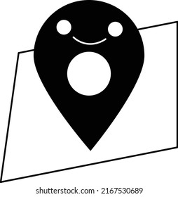 Ilustración de caracteres del icono que indica la ubicación actual en el mapa