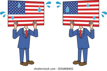 Character illustration of the impatient American flag