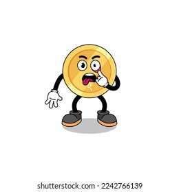 Character Illustration of indian rupee with tongue sticking out , character design