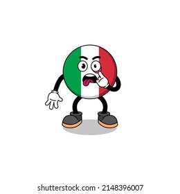 Character Illustration of italy flag with tongue sticking out , character design