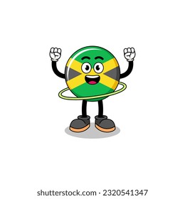 Character Illustration of jamaica flag playing hula hoop , character design