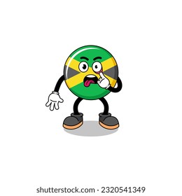 Character Illustration of jamaica flag with tongue sticking out , character design