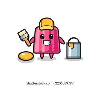 Character Illustration of jelly as a painter , cute design