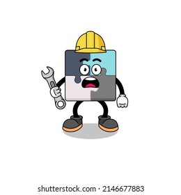 Character Illustration of jigsaw puzzle with 404 error , character design