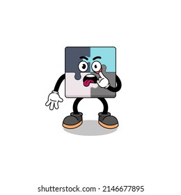 Character Illustration of jigsaw puzzle with tongue sticking out , character design