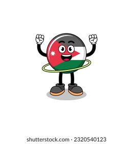 Character Illustration of jordan flag playing hula hoop , character design