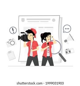 Character illustration of the journalistic team