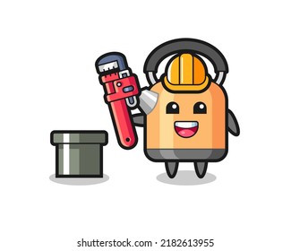 Character Illustration of kettle as a plumber , cute style design for t shirt, sticker, logo element