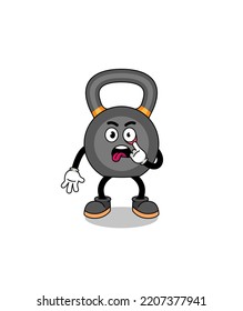 Character Illustration of kettlebell with tongue sticking out , character design