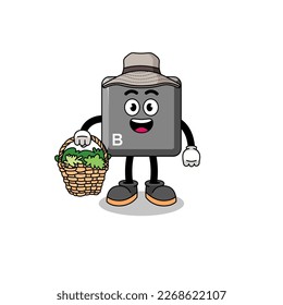 Character Illustration of keyboard B key as a herbalist , character design