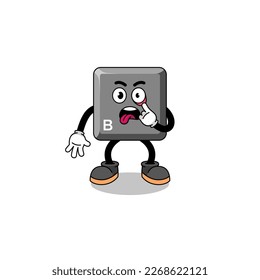 Character Illustration of keyboard B key with tongue sticking out , character design