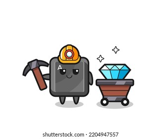 Característica Ilustración del botón de teclado como minero, diseño lindo