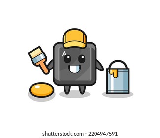 Character Illustration of keyboard button as a painter , cute design
