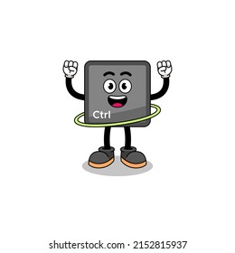 Character Illustration of keyboard control button playing hula hoop , character design