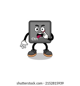 Character Illustration of keyboard control button with tongue sticking out , character design