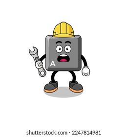 Character Illustration of keyboard A key with 404 error , character design