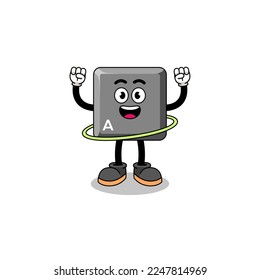 Character Illustration of keyboard A key playing hula hoop , character design