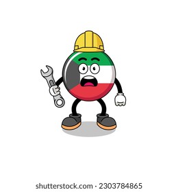 Character Illustration of kuwait flag with 404 error , character design