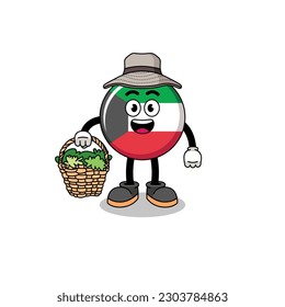 Character Illustration of kuwait flag as a herbalist , character design