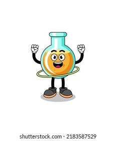 Character Illustration of lab beakers playing hula hoop , character design