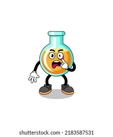 Character Illustration of lab beakers with tongue sticking out , character design