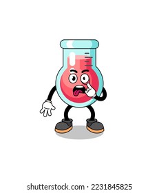 Character Illustration of laboratory beaker with tongue sticking out , character design