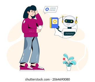 Character illustration of language processing is up for premium use 