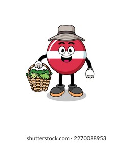 Character Illustration of latvia flag as a herbalist , character design