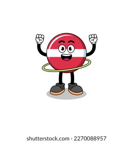 Character Illustration of latvia flag playing hula hoop , character design